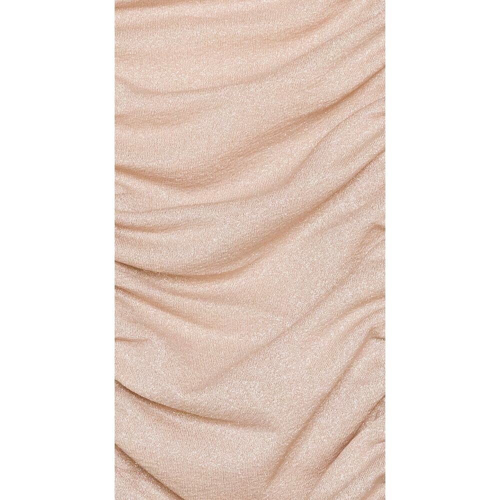 BCBGeneration NWT Champagne Metallic Ruched Square Neck Long Sleeve Crop Top M - Picture 14 of 14